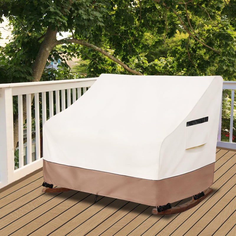 Krismile 50"" Double-Wide Outdoor Rocking Chair Cover, Waterproof & Dust Proof Patio Furniture Covers, Patio Chair Covers 51""W x 34""D x 45""H(Beige) - Image 5